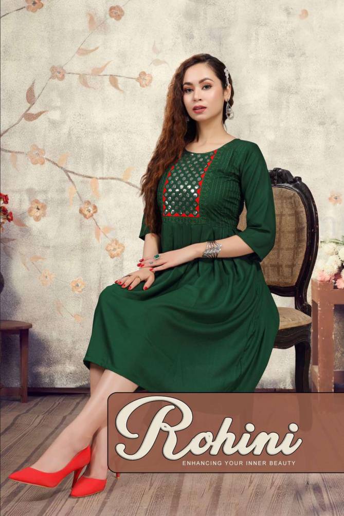 Rohini Ethnic Wear Designer Rayon Anarkali Kurti Collection